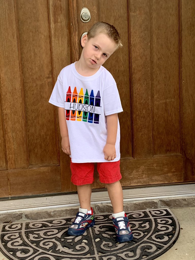 KristaLStewart's tweet photo. This is how #HGS felt about First Day of School pics this morning. ๐ After 155 days of family togetherness, ALL Stewarts are now back at school! ๐ #FREEEEDOMMM https://t.co/AhyAbCUMC3