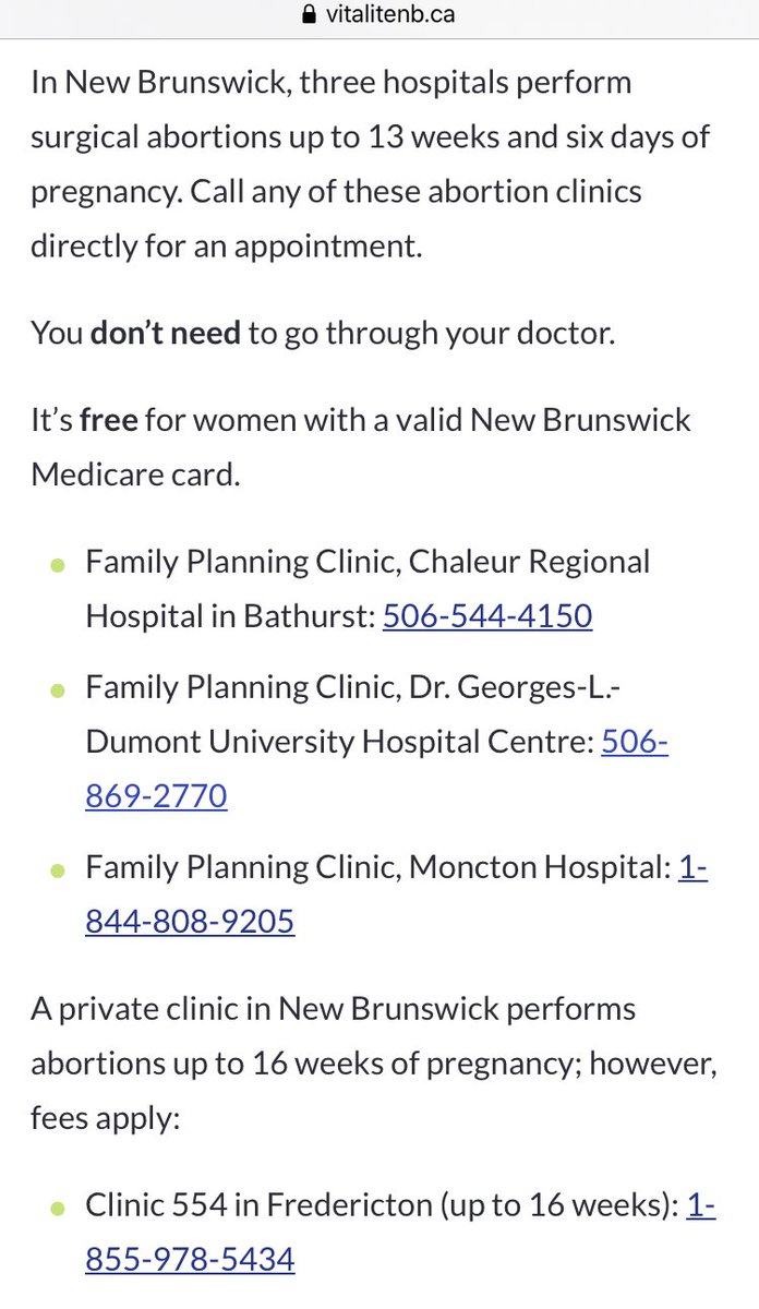  #Clinic554 is such an essential part of abortion care provision in NB that the govt lists it as a source of abortion care, even tho it refuses to pay for it. Calling it a ‘private clinic’ is deliberately inflammatory, bc all physician offices are private spaces/businesses. 9/