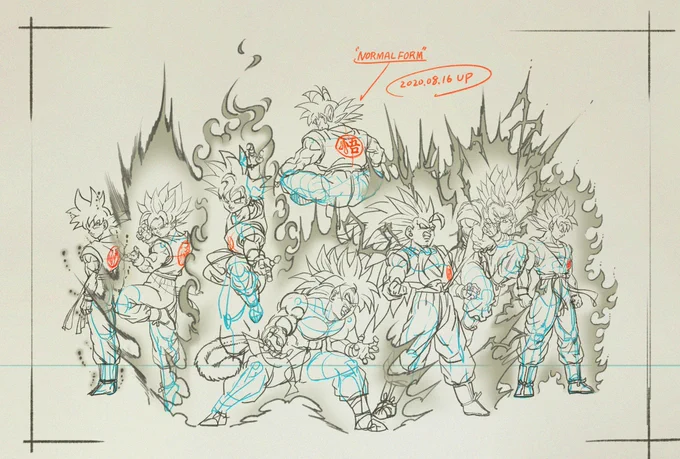 I decided to draw all forms of Goku.
全形態の悟空を描きます!
#孫悟空七変化 