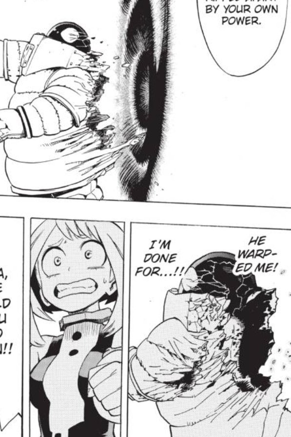 Ch 16 we get one singular panel of Ochako being horrified by Thirteen's own quirk being used against them. THIRTEEN IS HER FAV KUROGIRI HOW DARE