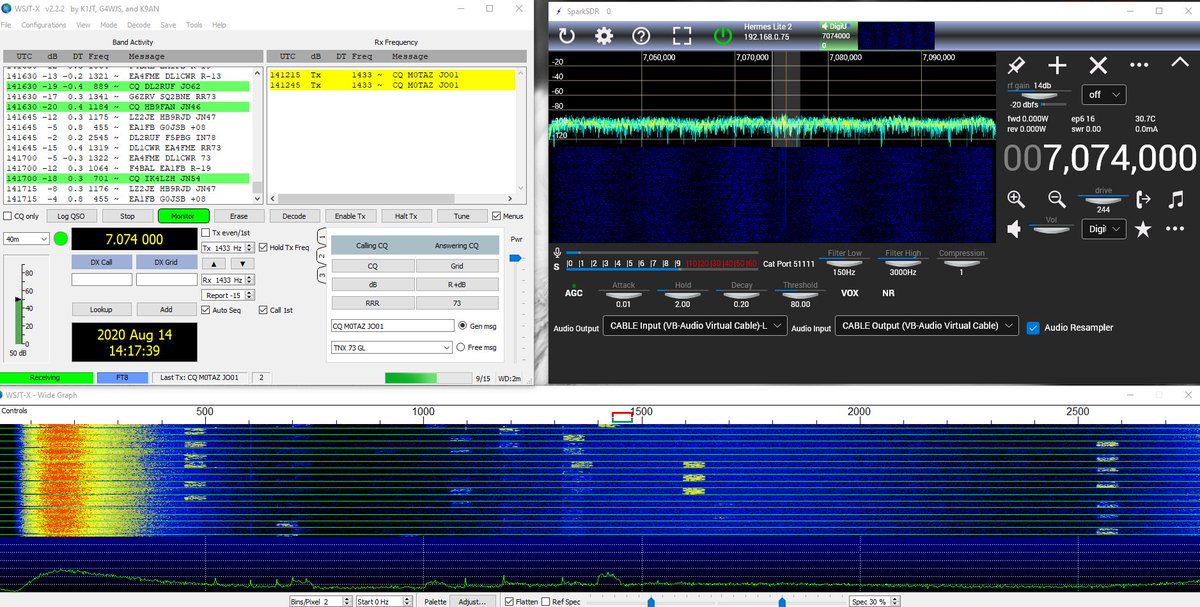 m0taz's tweet photo. Little did they know these were the first guys who reported my 4w FT8 from the #hermeslite Its alive ;-) @oz1ana #hamradio https://t.co/NaITpRvQ2V