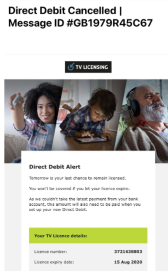 📢 This is the latest version of a scam email we've seen. Please don't be caught out by this!

🌟Our emails are personalised🌟

If you've received this email please forward it to report@phishing.gov.uk

More info can be found at tvlicensing.co.uk/scam
#ScamAlert #tvlicence