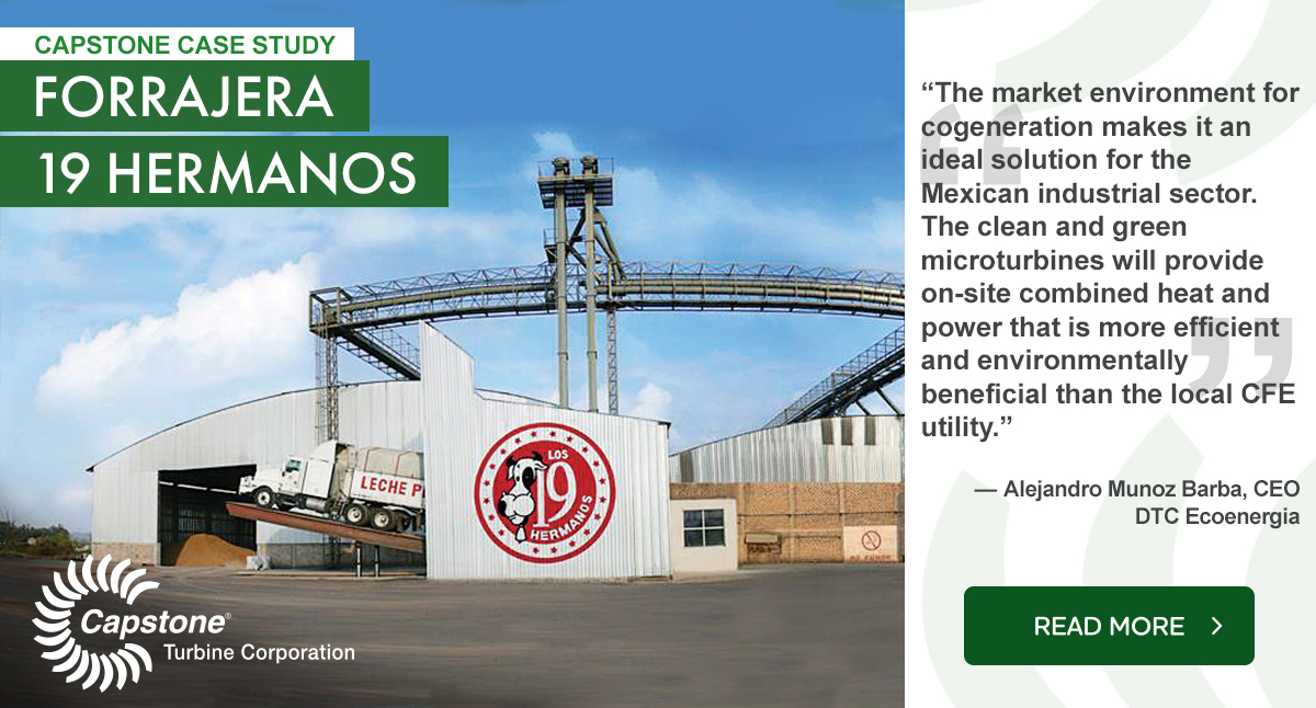 CGRNEnergy's tweet image. 🆕@CapstoneTurbine Case Study! Forrajera 19 Hermanos, a 20-year old livestock feed company installed 4 Capstone C200R #microturbines in a #CHP application that provide 98% of the plant's electricity &amp;amp; 68% of its billable demand. ⚡️ 🏭

Learn more 🔗 bit.ly/30XCPNr