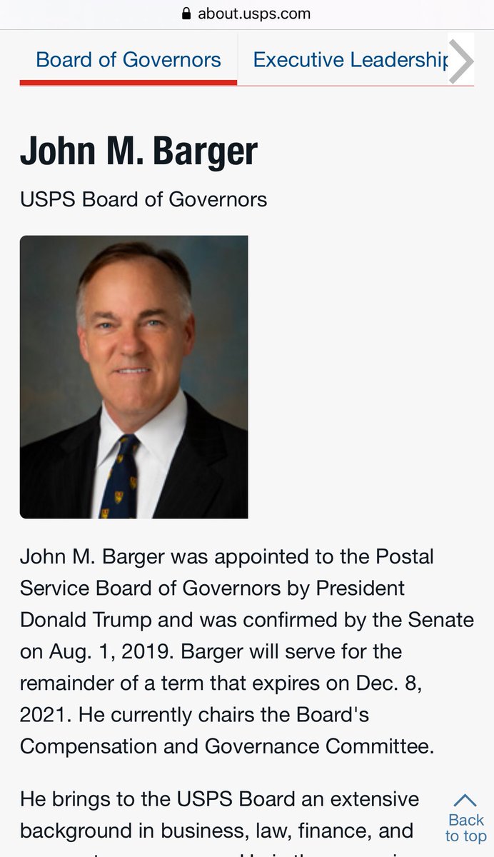 John Barger serves on the USPS Board of Governors & is the managing director of NorthernCross Partners. See his USPS biography & NorthernCross website contact information, attached. /3