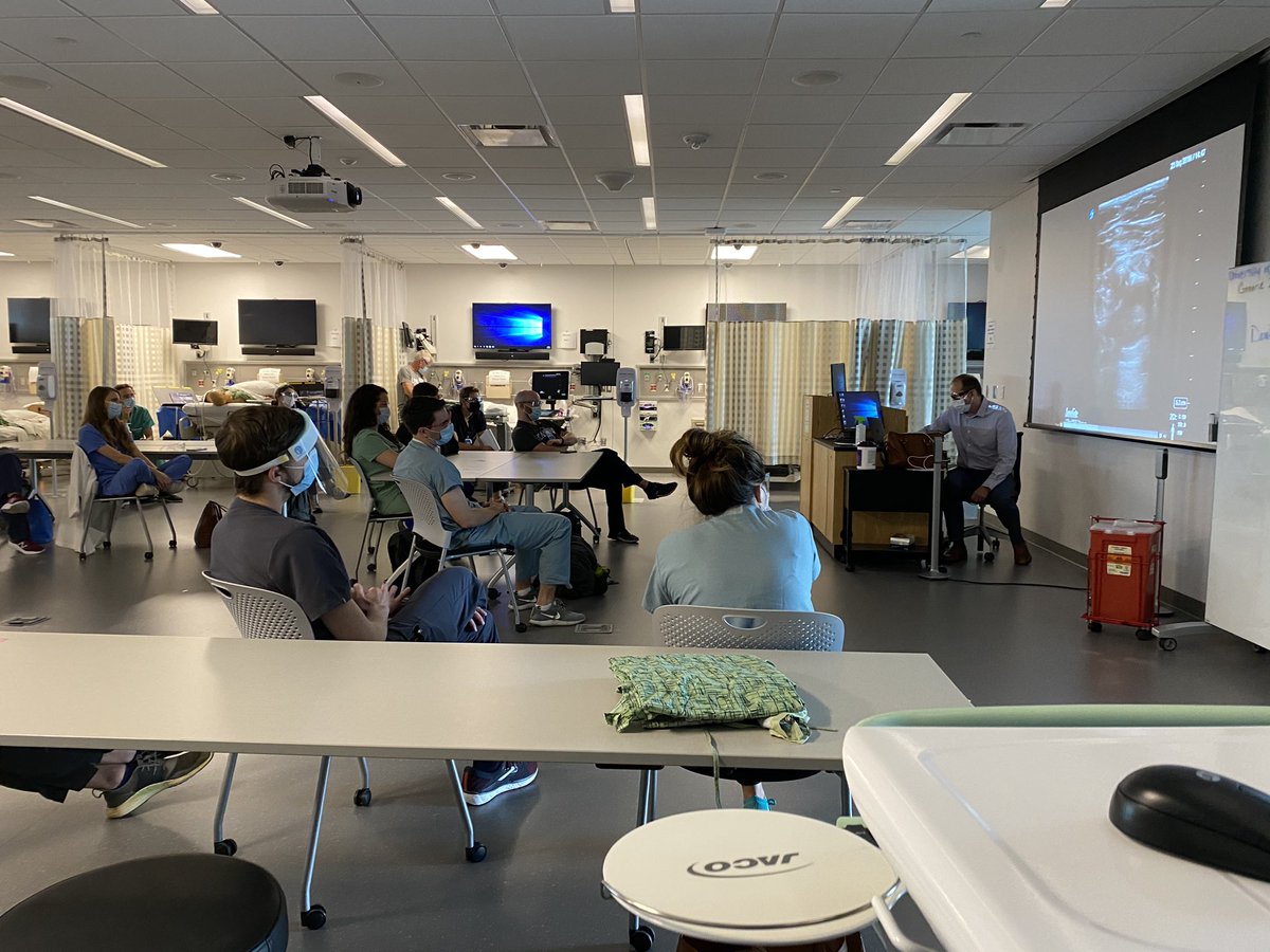 KUPulmCC's tweet photo. @KUIMchiefs #residency #ultrasound #POCUS with #BestFaculty #BestFellows from @KUPulmCC Drs Viet, Thomas, Stewart, & Satterwhite #simulation #treaching #education https://t.co/e7BZZKxVO7