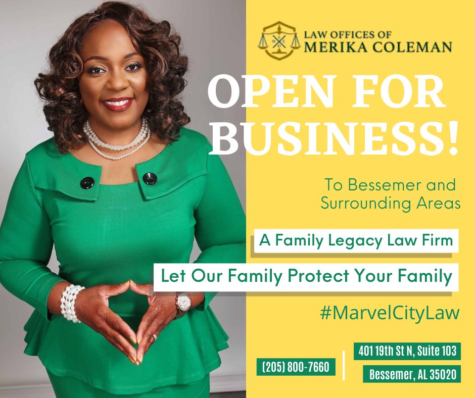 RepColeman's tweet photo. DERRICK ENCOURAGED ME TO OPEN MY LAW FIRM. Today marks 6 months since I lost my love, my friend, my husband. I needed something to look forward to! I needed something to be excited about! Today, IN HIS HONOR, Iβm officially launching the opening of my law firm in the #MarvelCity https://t.co/6TTndWUKId