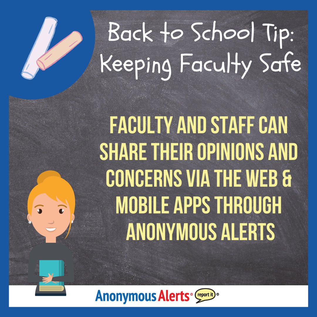 AnonymousAlerts's tweet image. Let us remember that school faculty is just as at-risk as the students we are trying to protect and they need to feel comfortable enough to share their opinions and concerns with administration! #AnonymousAlertsApp #HybridLearning #DistanceLearning #Covid19 #BacktoSchool