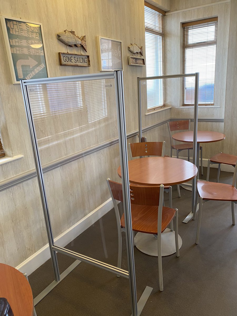 Separation Screens delivered and sited today. Coxon’s coffee shop, Seahouses.