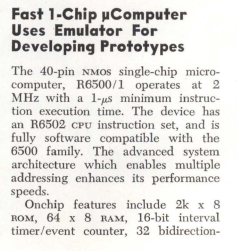 the R6500/1, a 6502-based microcontroller.