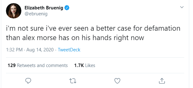 This is not the first time Elizabeth Bruenig has screwed up defamation and it's a real problem.