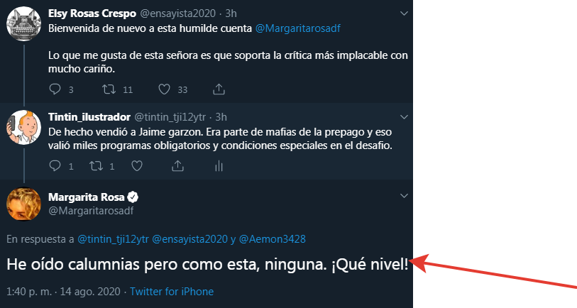 Fue chistoso que no respondió a  @ensayista2020 pero le dije la verdad en su cara a esa bandida de babilonia de  @Margaritarosadf enseguida respondió a mi.¿ Como era reuniones cuando decidían descuartizar campesinos humildes igual papa de  @carlosvives