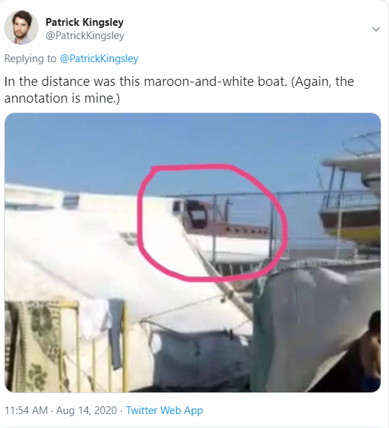 ...NO WAY, another boat, but this time of a different color. What type of shipyard would host two separate boats? Good question. Let's see what else we can uncover!  https://twitter.com/PatrickKingsley/status/1294316589064556544?s=20