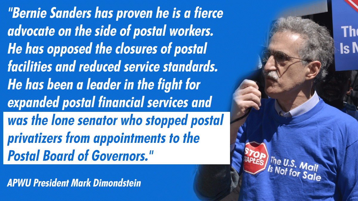 This is THE which side are you on moment for the United States Postal Service

Postal workers know which side @BernieSanders is on

He's been on the side to stop privatization, enact postal banking, and stop closure for years

#SaveThePostOffice #APWUnited #DontMessWithUSPS #USPS