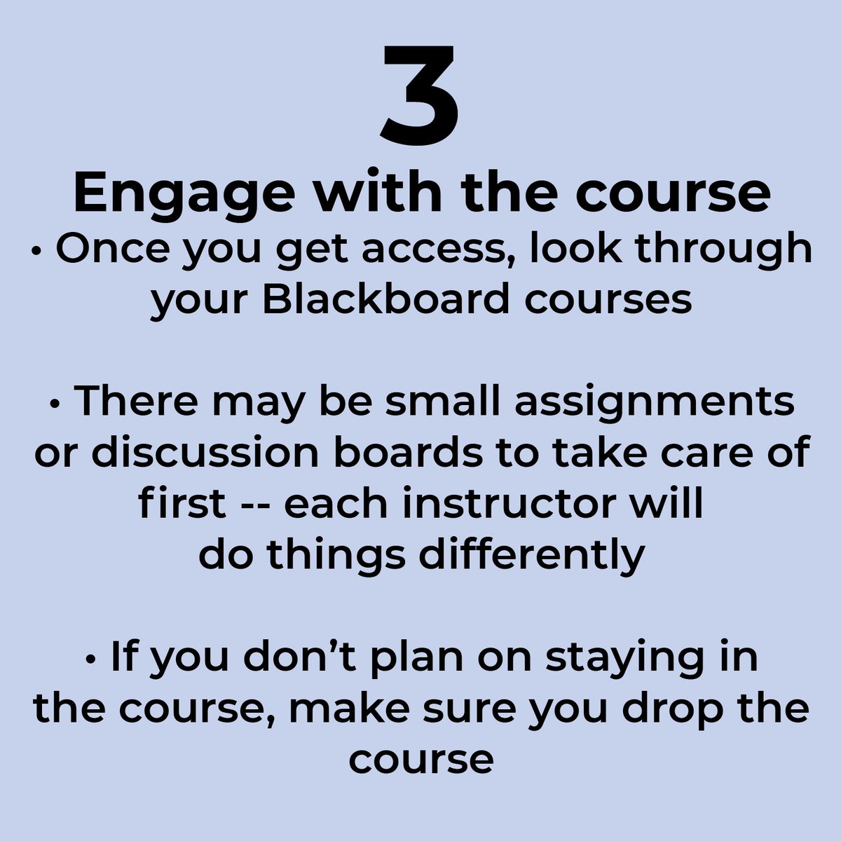 cppbac's tweet image. 3. Once you get access, look through the courses to get familiar. There may be small assignments or discussion boards to take care of at first. Each instructor will do things differently. If you don’t plan on staying in the course, make sure you drop it on BroncoDirect.