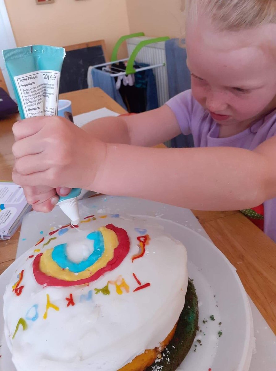 As part of their Great Rainbows #BakeOff with the theme Covid-19 Rainbow heroes, Marnie from 119th Kirkheaton Rainbows dedicated her #cake to her unit #leadership team for continuing to run Rainbows through #lockdown! 🌈 #volunteering #leaders #thanks #virtualguiding <a href="/Girlguiding/">Girlguiding</a>