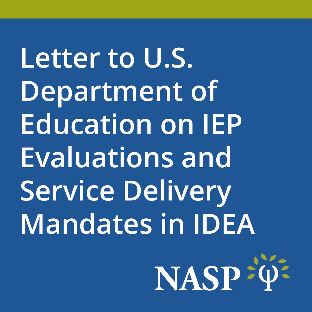 nasponline's tweet photo. We recently sent a letter to the U.S. Department of Education(@usedgov) seeking clarifications about member concerns regarding IEP evaluations and service delivery mandates in the IDEA. We will share the response once it is received. Read the letter here: https://t.co/N0Kg6HGPU6 https://t.co/LXsuZ5tgXz