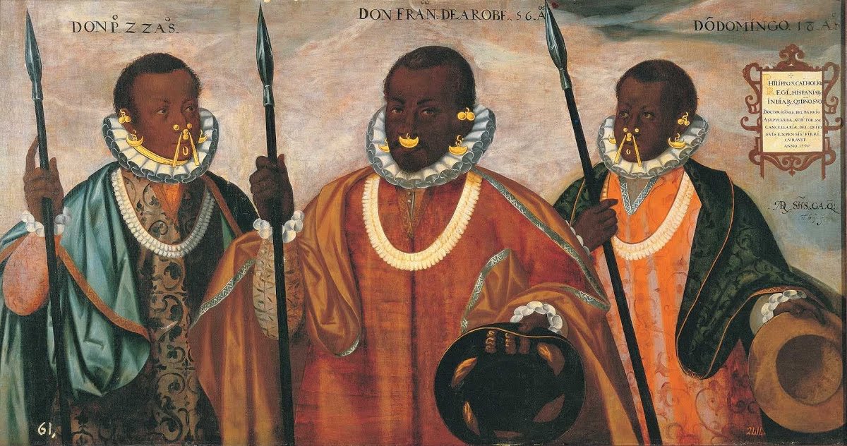 The spears were analyzed and it turns out they were covered in metal called guanin. The metalist found that it’s an alloy of 32 parts: 18 of gold, 6 of silver, and 8 of copper & it matched the metal of the spearheads used by the Moors and Malians of West Africa.