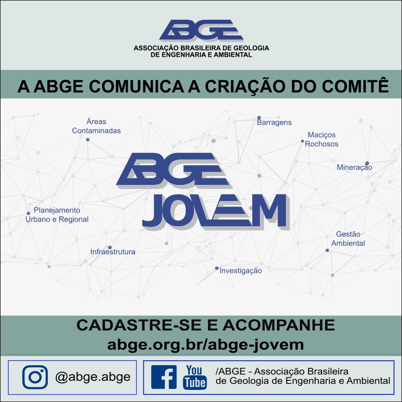 deliot_malena's tweet photo. A #ABGE criou o #ABGEJOVEM, seu comitê de jovens, para aproximar jovens profissionais da associação! Cadastre-se, participe e divulgue!
#engineeringgeology #environmentalgeology #geology https://t.co/CXz37AKQsz