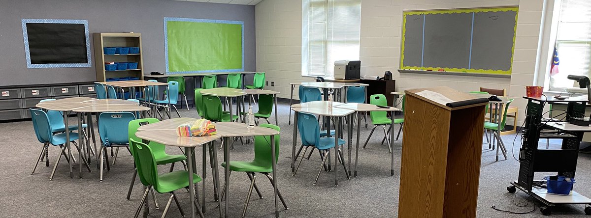 Aaronmarcin's tweet photo. We are only missing one part of our classrooms and we are excited to welcome students back virtually on Monday! https://t.co/ae7ExJ30Sf