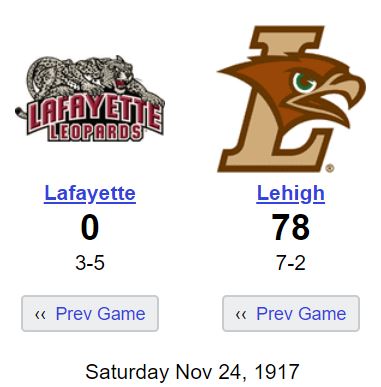OmarUnited's tweet photo. @edsbs In honor of the 1917 drubbing: Lehigh Engineers 78, Lafayette Leopards 0 #FuckLafayette #PatLeague @LFN https://t.co/KHj4mW1Dy0