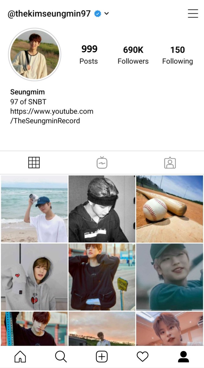 ➛𝐊𝐢𝐦 𝐒𝐞𝐮𝐧𝐠𝐦𝐢𝐧   ⤷ Baseball player, Youtuber (kinda)   ⤷ Is part of the state's baseball team   ⤷ Posts song covers when he has time or a break   ⤷ Known as "All Rounder Seungmin" because of his great singing, photography, and baseball skills