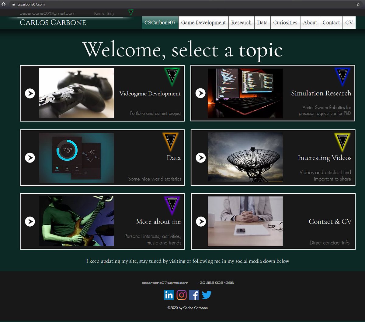 CSCarbone07's tweet photo. WEBSITE ENHANCED! 💻 I did some nice updates in my website, I hope you like them.  :D

I added my personal logo using the same color dynamic we are using at @TestStudiosDevs 

#entrepeneurship #videogamedevelopment #data  #scientific #phdstudent #simulation #website https://t.co/qM9cyoyRQx