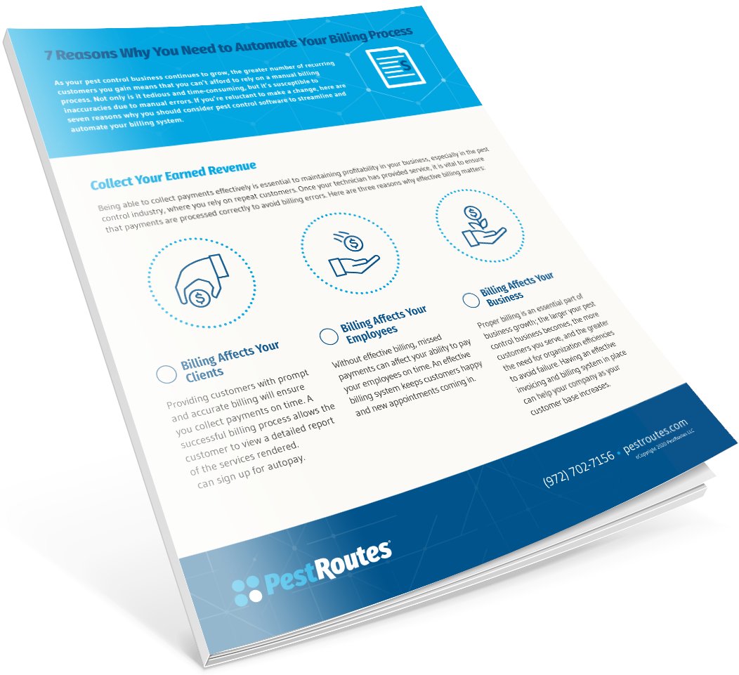 FieldRoutes's tweet image. If you haven&apos;t automated your billing and collections process, then you&apos;re missing out on a key benefit to using #PestRoutes. Download the tips sheet to learn the 7 reasons you need to automate your billing process:
ow.ly/wOKs50AJwHQ
#pestcontrolsoftware