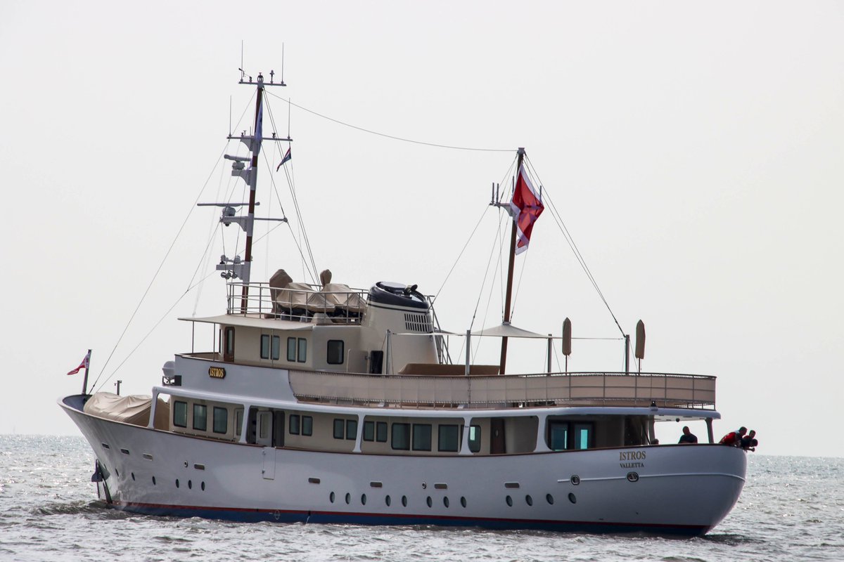 Dutchyachting's tweet photo. The 42.06m/ 137’1” #Istros left #Harlingen for a first day of #seatrials today and just returned to #Makkum. Photo by @shipspottingeu1. https://t.co/6NZId0vFnW