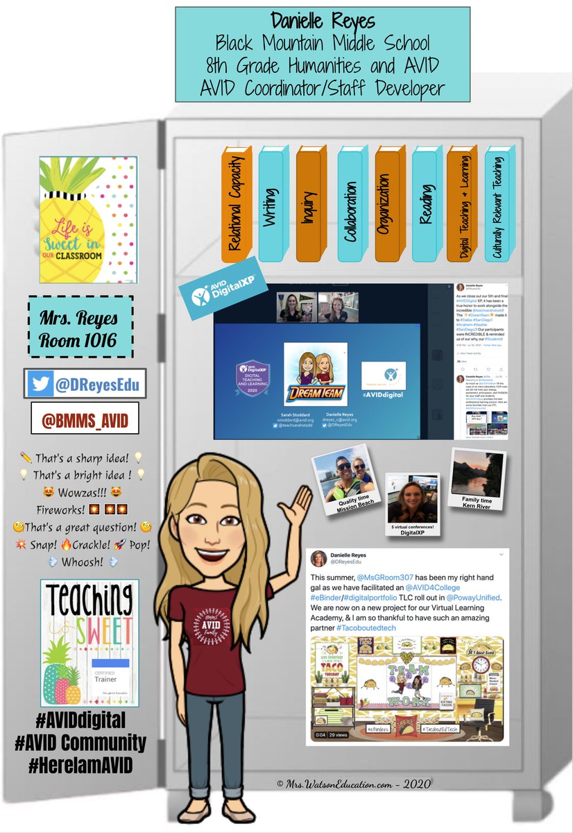 DReyesEdu's tweet photo. We made a #bitmojilocker in our @pusdvoyager professional learning today. So fun! I couldn't stop.๐ I'm going to do this icebreaker with my @AVID4College elective students. I am excited for all of the new learning and meaningful conversations with @PowayUnified educators today! https://t.co/YTDQuE3wuJ