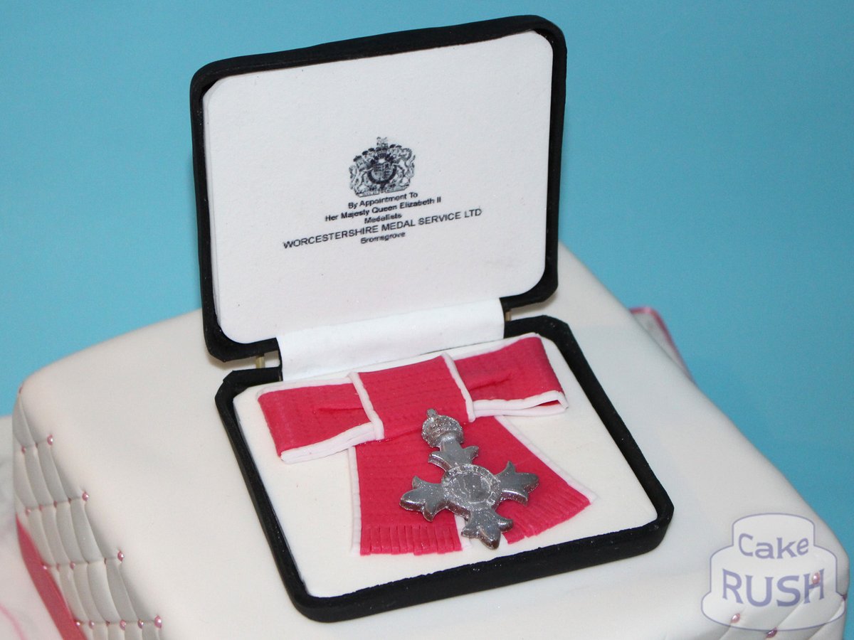 CakeRush's tweet photo. It was our privilege to make this birthday cake for the Revd Cindy Kent MBE. The cake was in pink and white, and featured an edible replica of the MBE itself!

(Thanks to Worcestershire Medal Service Ltd for permission to include their name.)

@worcmedals https://t.co/eYXaQrfPbe