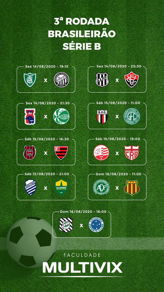 MultivixAfc's tweet image. Quem vai se ligar no Brasileirão??? Confira o calendário da terceira rodada. Multivix presente! #multivix #Brasileirao2020 #brasileirão #futebol