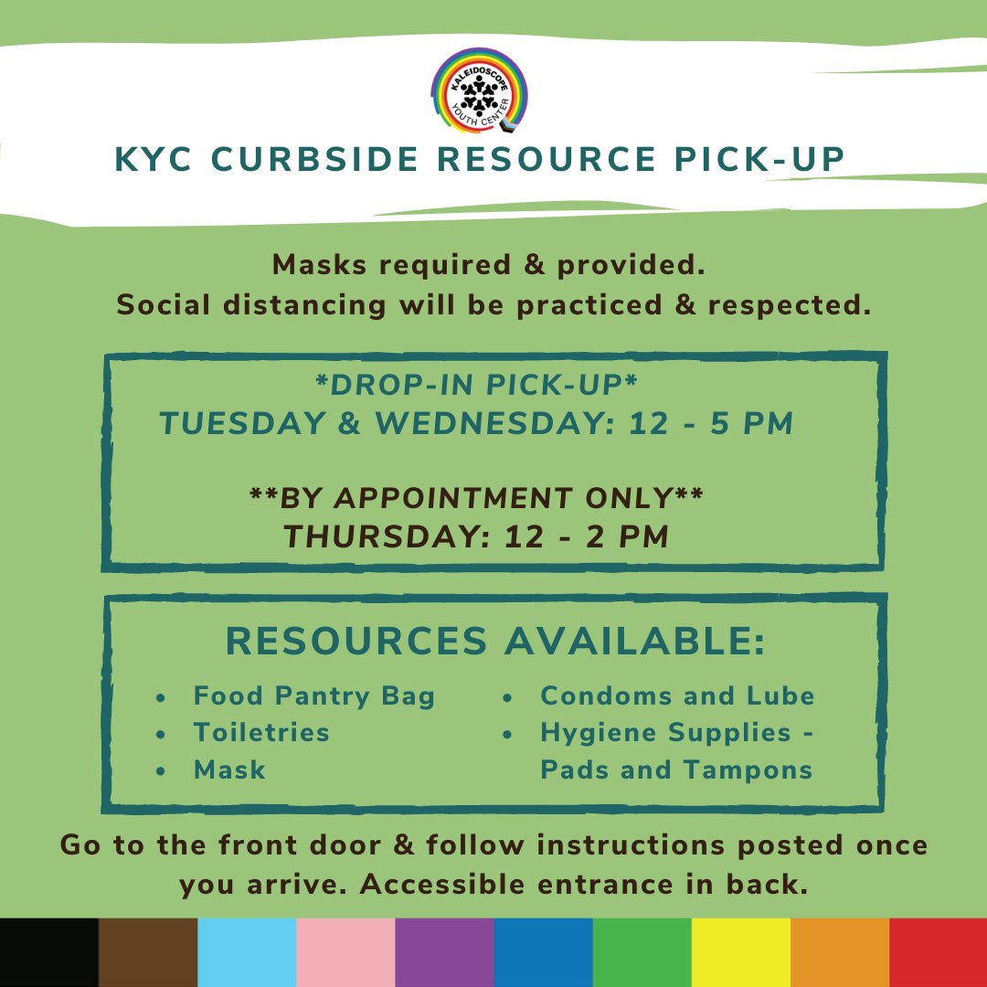 KYCOhio's tweet photo. Starting next week, we will be doing weekly curbside resource pick-up for youth! Check it out: https://t.co/6YI17XncRY