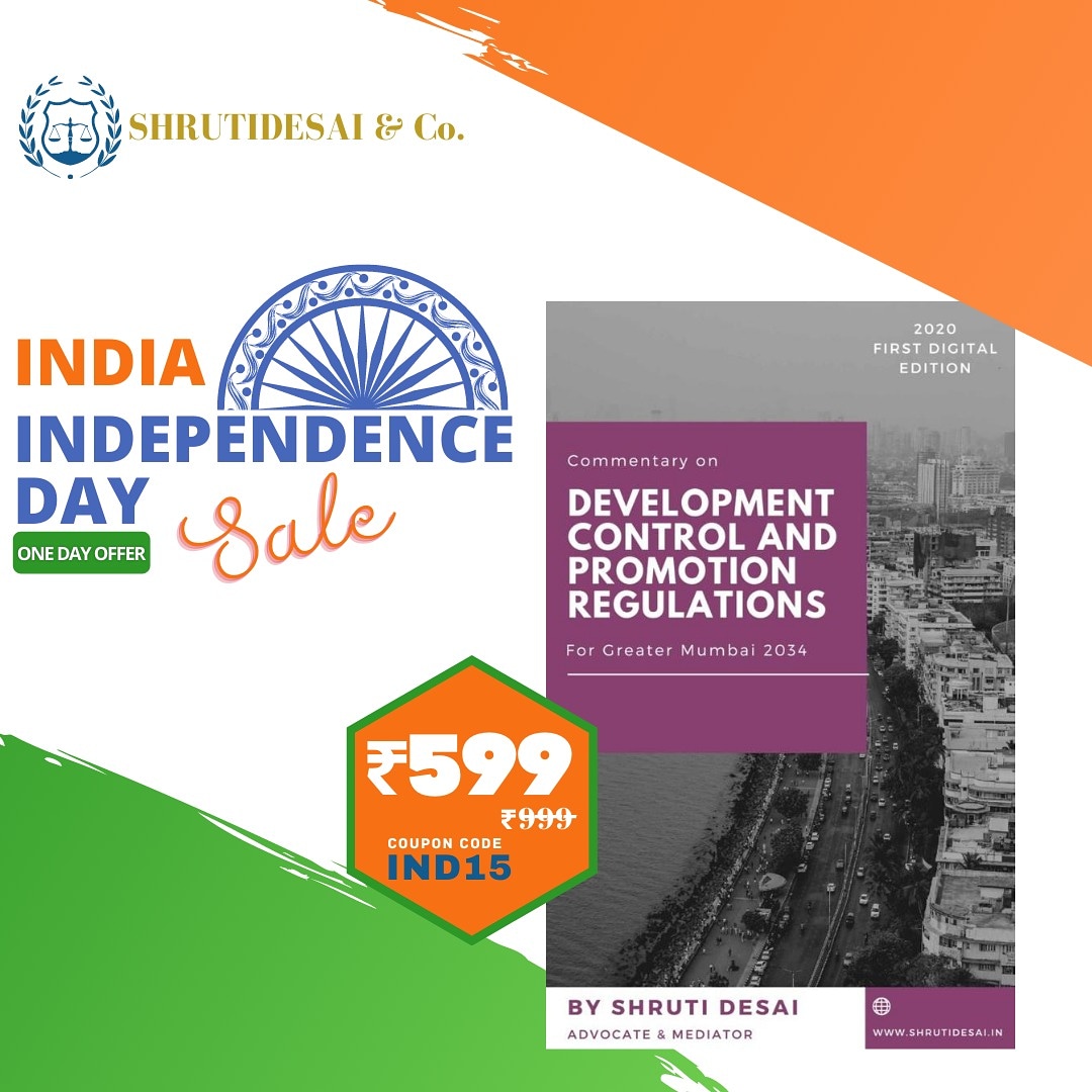 AdvShrutidesai's tweet photo. One day further discount on occasion of Independence Day of ₹100
code #IND15 for digi book Commentary on Development Control Promotion Regulation,2034 @ani_digital @_DigitalIndia @mybmc @MahaRERA @abapmumbai @PIBMumbai @RoadsOfMumbai @DoJ_India @PMOIndia https://t.co/DCp2edAOtc