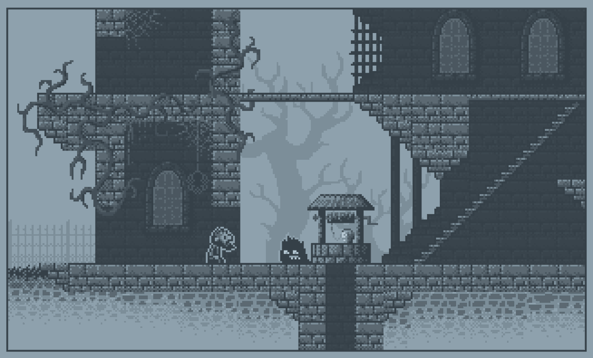 Our main hero was once much older, and you could see him and his wife sitting on a bench on the first screen. She’s still in a game, but looks a *little* different now. The theme of age and time still runs in our game 