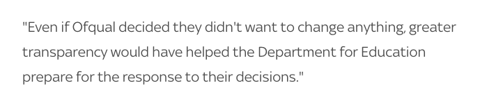 I also spoke to  @stianwestlake, the CEO of the RSS. He said it could have identified issues earlier, or helped Ofqual reassess its criteria for the modelHe also made this point. Context: until recently, he was a civil servant working on... universities