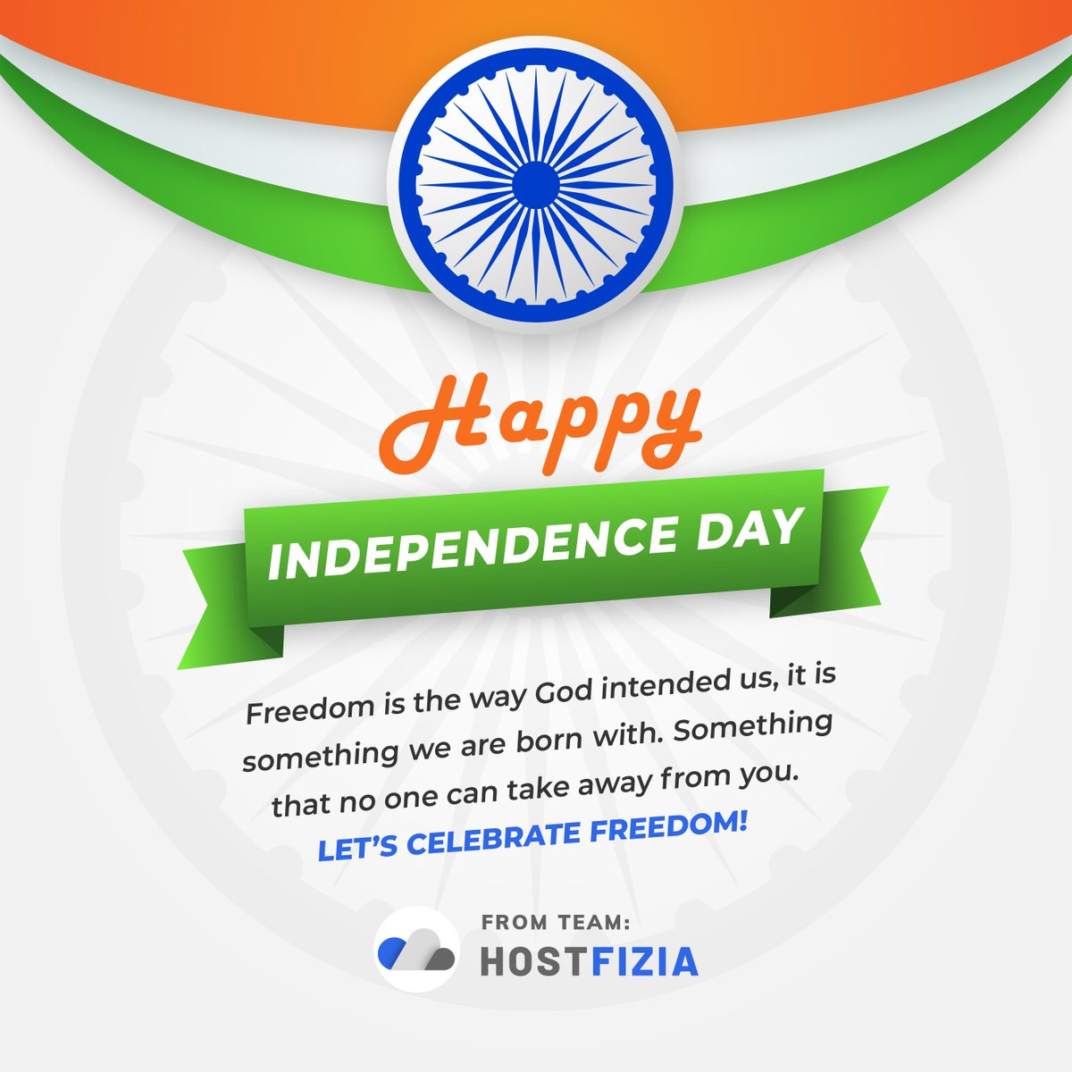 hostfizia's tweet photo. Freedom is the way God intended us, it is something we are born with. Something that no one can take away from you. Let’s celebrate Freedom! Happy Independence Day to all from HostFizia Team. #HostFizia #CloudHosting #15August2020 https://t.co/GFa4D1E9Yl