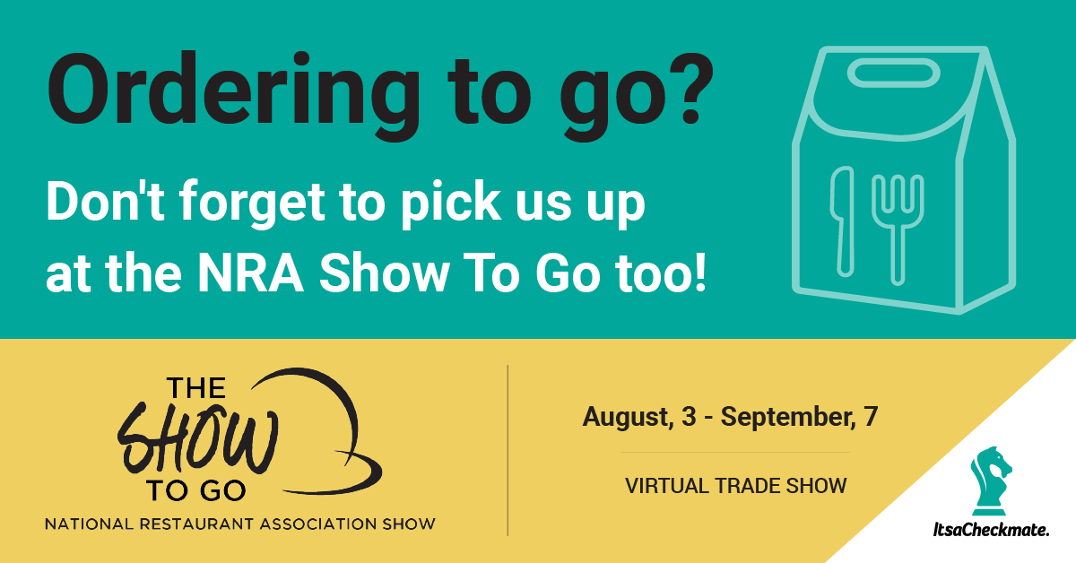 itsacheckmate's tweet photo. The Nat'l Restaurant Association Show goes VIRTUAL! @WeRRestaurants click to visit our booth where we have your #deliveryintegration and #onlineordering streamlining solution! https://t.co/6ENMbp78sf https://t.co/zCPBV57NLE