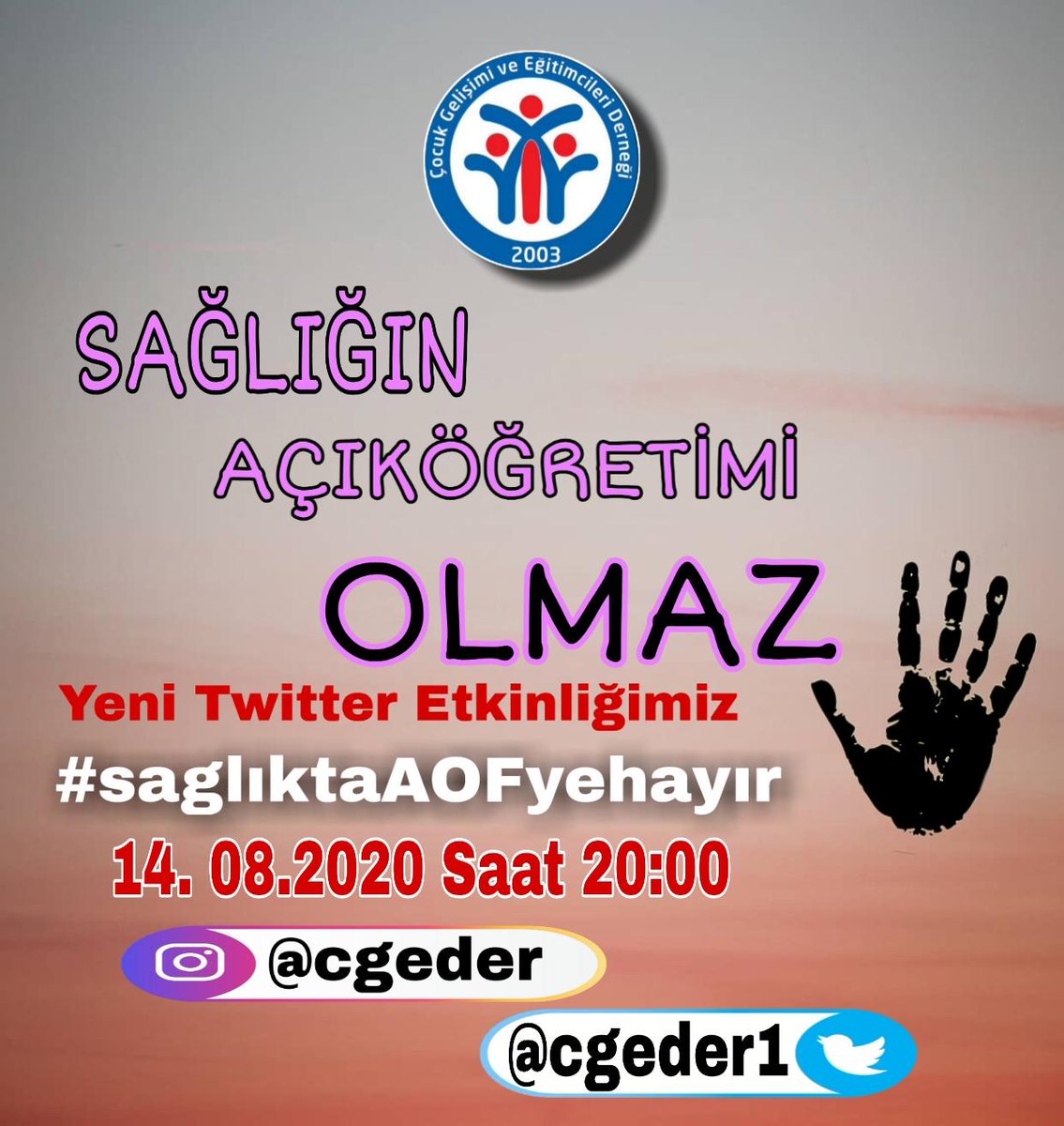 BUGÜN SAĞLIĞIN AÇIKÖĞRETİMİ OLMAZ DEMEYE DEVAM EDİYORUZ. ÇÜNKÜ HAKLI GEREKÇELERİMİZ VAR!
ÇOCUK GELİŞİMİ AÇIKÖĞRETİME HAYIR 🚫
#saglıktaAOFyehayır