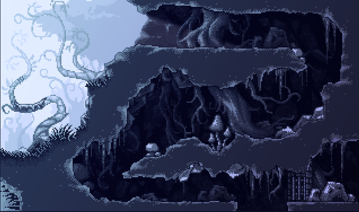 The ‘ramp issue’ also impacted other locations. This is a much older version of the spider cave - ramps n’ all! Dozens of locations like this had to be… deramped and revamped!