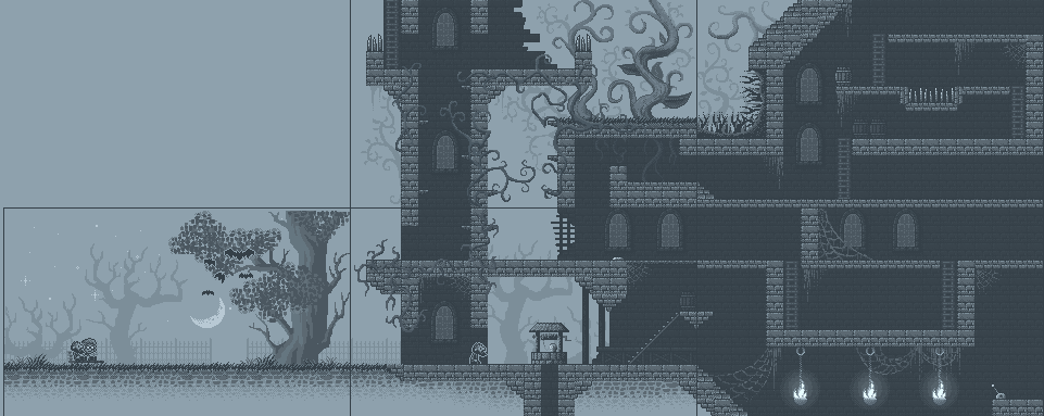 This is the original first location for Adam. If you’ve played the demo then you’ll know it’s much different now. Here you can see diagonal ramps which we removed somewhere in the middle of development because it caused so much extra animation work 