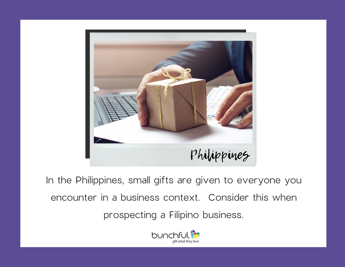 Have clients & staff on a global level? Do you know the cultural etiquette in those countries? What's your gift IQ?

business.bunchful.com

#culturaletiquette #giftiq #corporategifts #GiftWhatTheyllLove #giftetiquette #didyouknow #culturalawareness #fridayfun #bebuncful