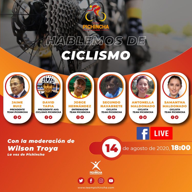 ConcePichincha's tweet photo. Hoy hablaremos de ciclismo 🤩

¡No te pierdas este gran conversatorio! 

📡 Transmitiremos por Facebook Live 

#NosPreparamosParaVolver #ConoceTuDeporteFavorito
#SomosPasión https://t.co/FmK0mE2g52