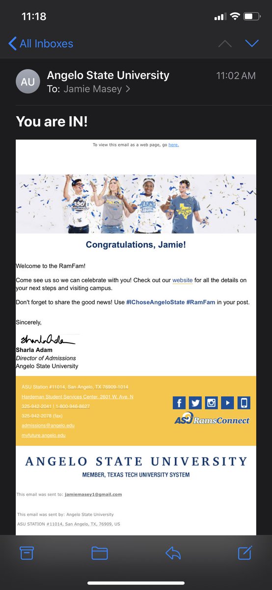 jlmasey's tweet photo. Got my first official acceptance 💜@OCAwolves @OCA_AVID @mrslizgray @rwndolino #RamFam https://t.co/xAx20Son0H