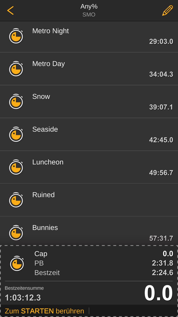 Melvinside_02's tweet photo. I just got a new Any% pb: 1:06:43 :)
I lost a whole minute in early game until wooded, and the other kingdoms just were okay :/ So the run wasn’t that good
I accidentally pressed on the screen on my second phone when I wanted to take a screenshot so we can’t see the time saves1/2 https://t.co/5tZGnp7I44