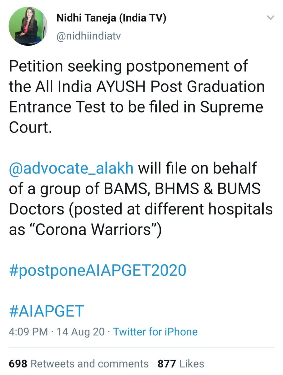 DrAvinash_Singh's tweet photo. @brajeshlive
Sir pls help us...
@DG_NTA has announced the entrance exam date just 15 days prior and how come it is possible to get everything completed on such short notice during COVID-19 pandemic. most of the doctors are on covid duty. 
#postponeAIAPGET2020 https://t.co/MRlMKlEvV9