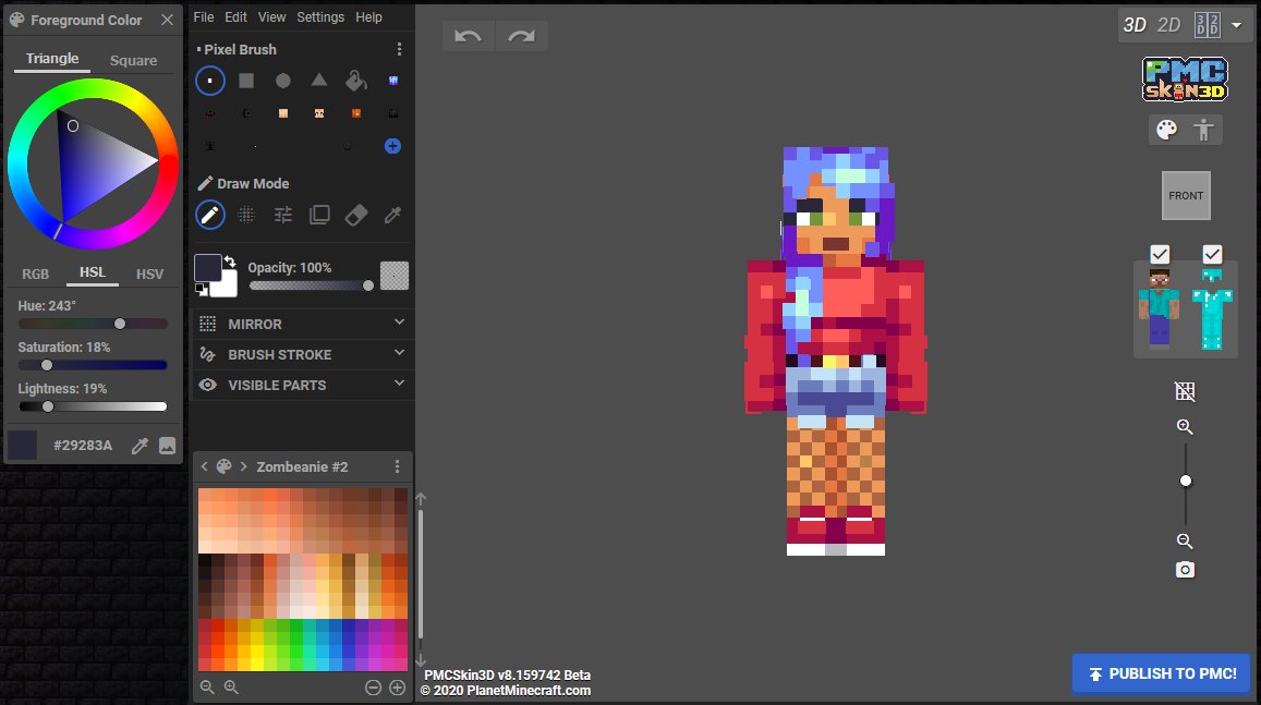 PlanetMinecraft on X: Have you noticed the new features on PMCSkin3D? The  recent update includes 2D AND Hybrid modes for editing texture directly,  and a new mirror mode for drawing through the