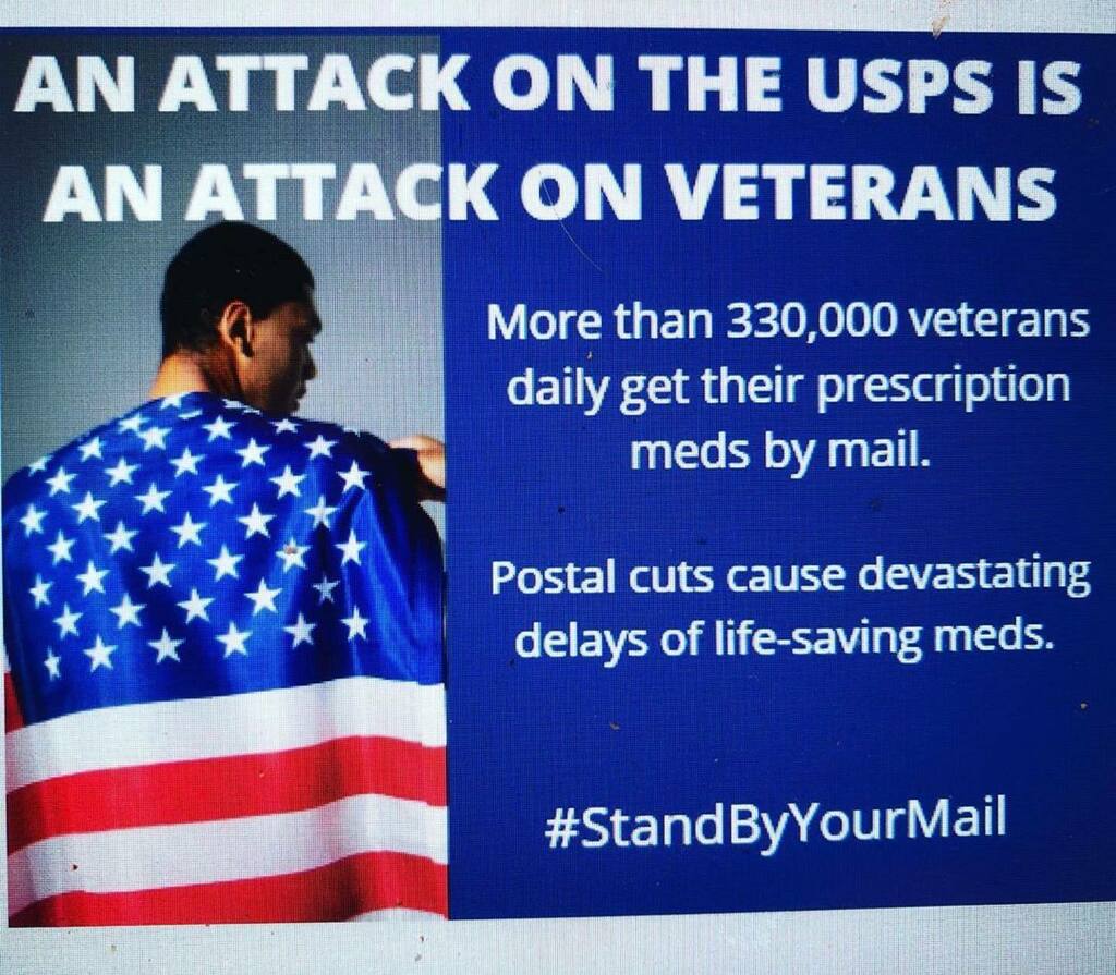 #Repost @standbyyourmail
・・・
#veterans depend on the #uspostoffice.
#standbyyourmail and stop #uspssabotage #USPS #Mail #mailbox #fundtheUSPS #presciption #mailorder #mailordermeds #medicine #medication #drugdelivery instagr.am/p/CD4IdV1DE3w/