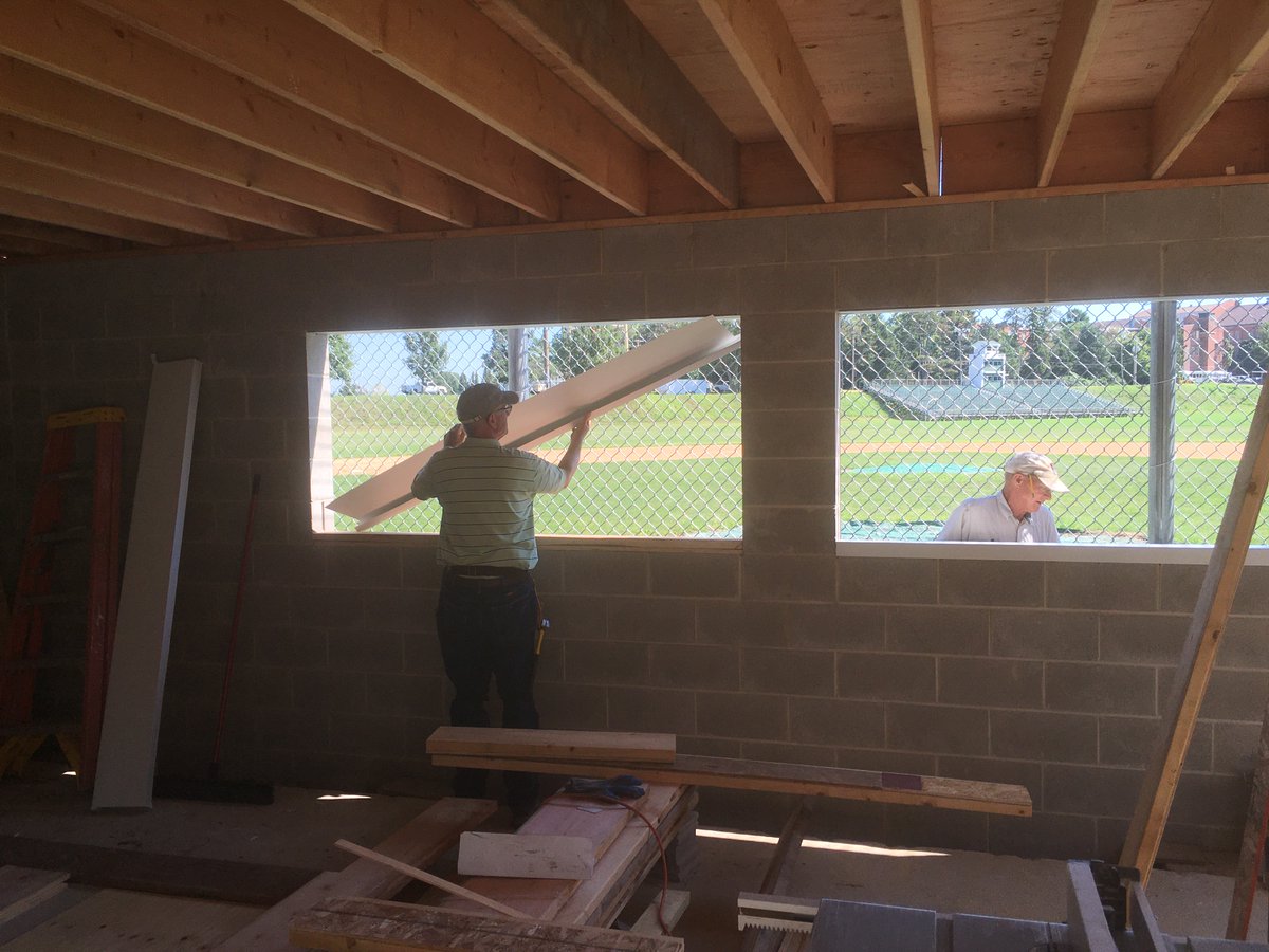 bcrsportsed's tweet photo. Stopped at the Bruins baseball field this morning to check out the new pressbox being built in Evan Knoblauch's memory. SBA alums Tom Pigati and Dave Machiejewski were doing great work. Look for my column online today and in Saturday's BCR #EKStrong @bbooks26 @stbedeacademy https://t.co/SvDpHOishH