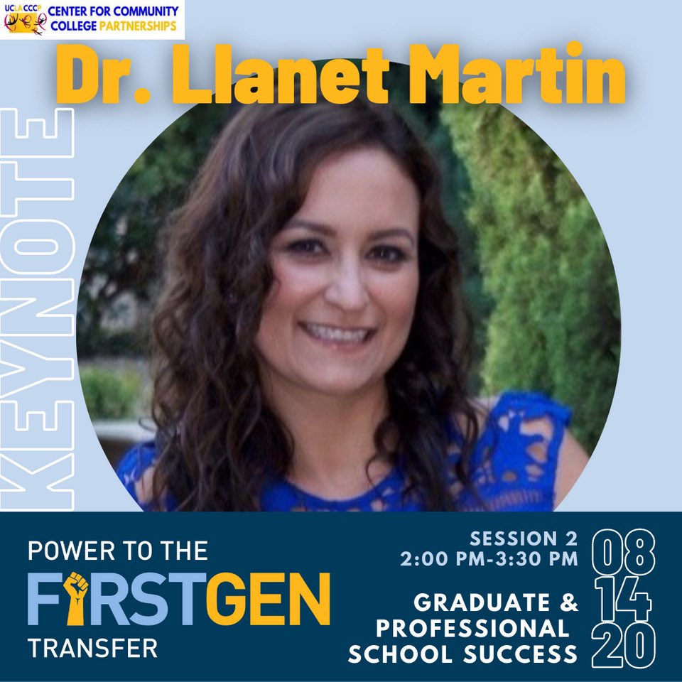 We are very excited to have Dr.Llanet Martin join us in session 2 of our summer webinar series! Llanet Martin is a first-generation college student, and serves as the Associate Dean of Student Equity at <a href="/LAValleyCollege/">LA Valley College</a>  #Power2TheFirstGen