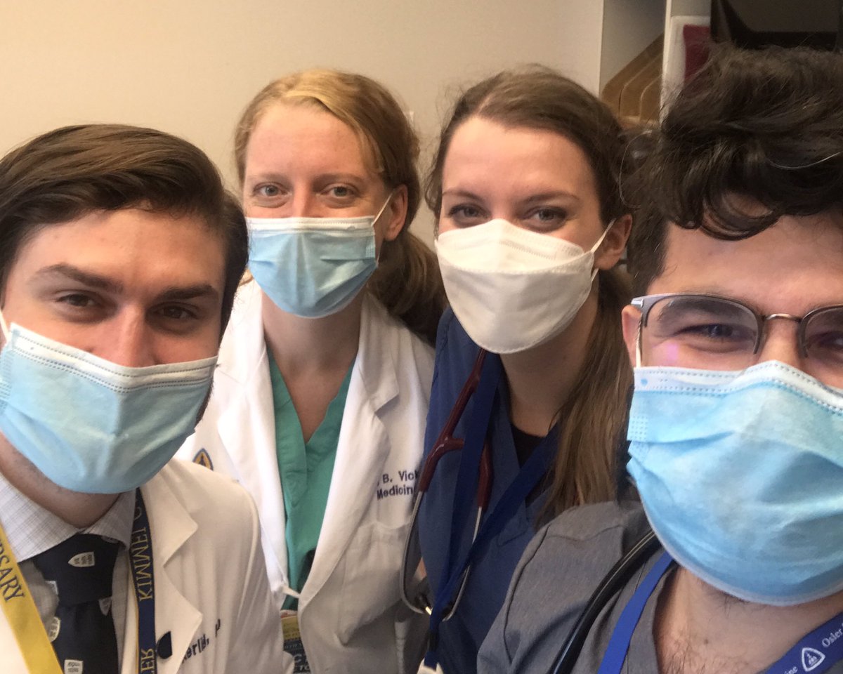 JudithBVick's tweet photo. I believe selfie-taking with masks is considered to be a low-risk exposure ... pictured here, 4 generations of Hopkins Med (med17, med17, med18, med19, med20), of the Thayer firm, and currently on heme onc rotations. #Flagshipfirm #ThisIsTheO #OOitsmagic https://t.co/UaDyU6nvTL